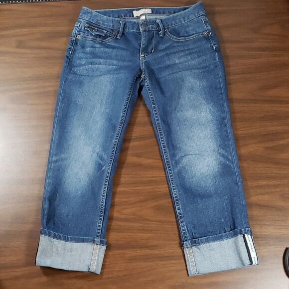 Banana‎ Republic Folded Cuffs w/Logo Tape Capri Denim Jeans 26/2 - Picture 1 of 9